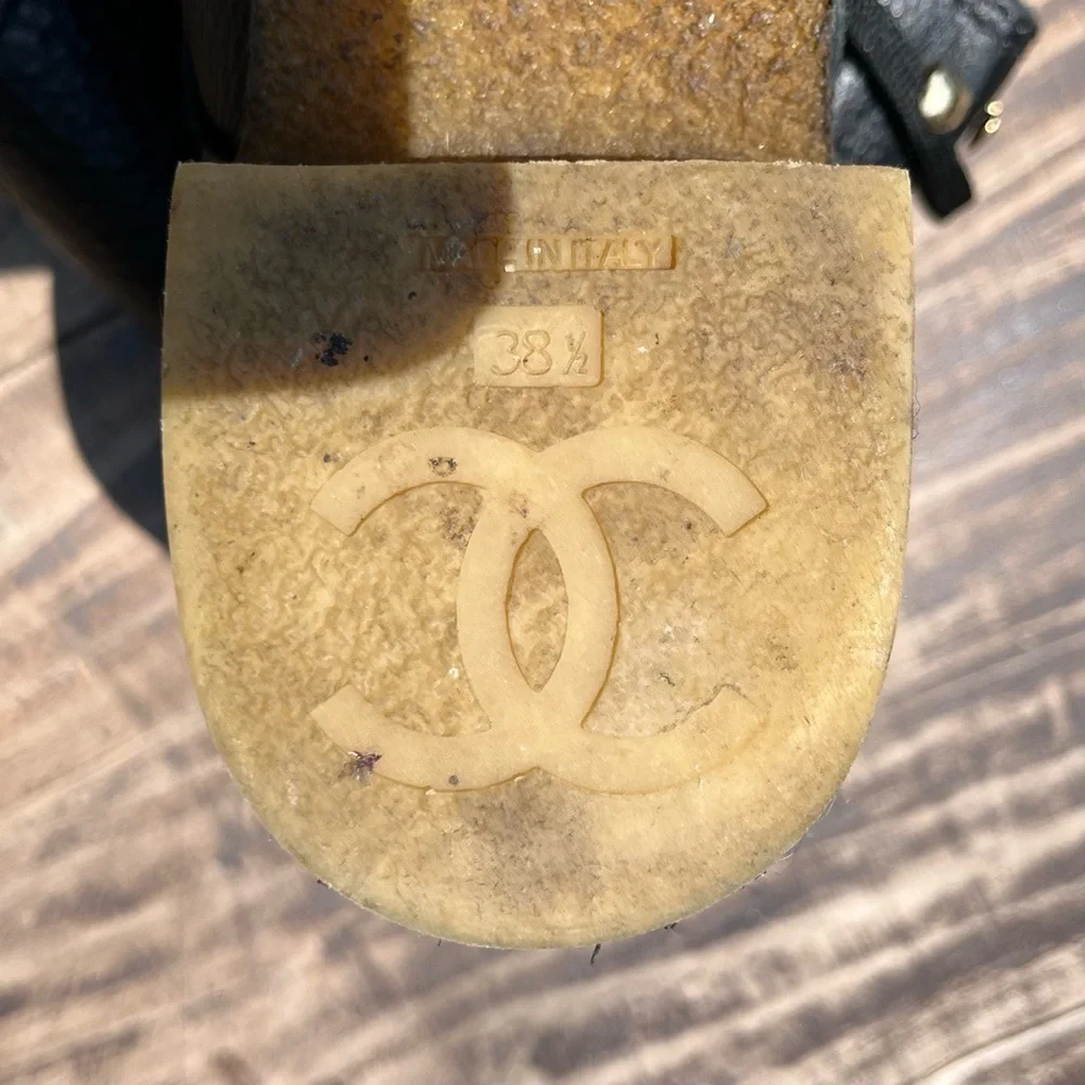 Chanel CC Logo Leather Combat Boots
